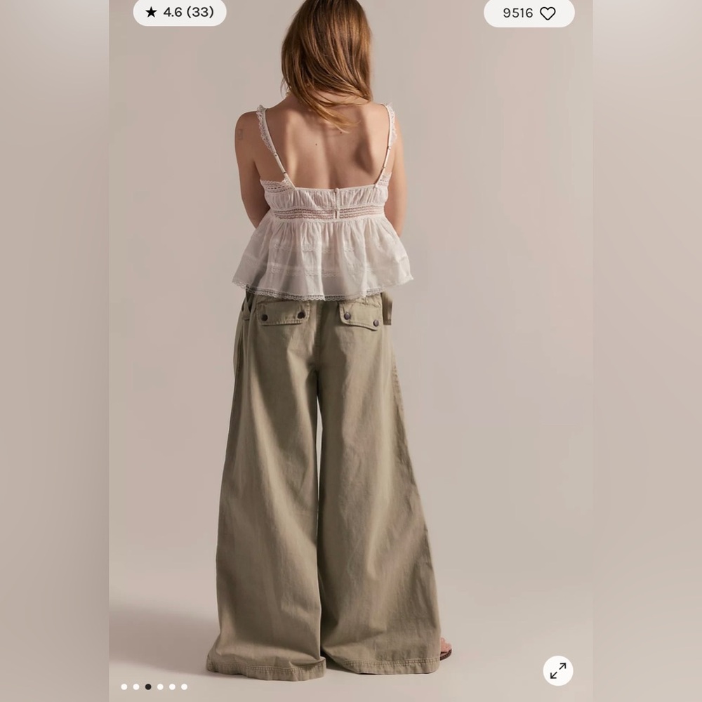 Free People Julien Wide Leg Chino Trousers size Large - Picture 2 of 14